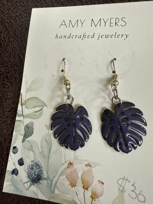 Purple enamel Monstera Leaf